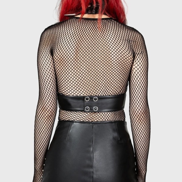 Killstar Studded Black studded leather halter Top - Picture 3 of 5